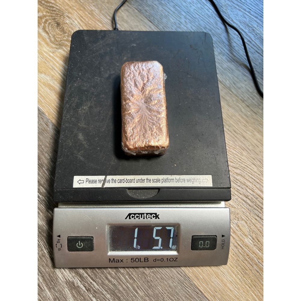 Copper Bullion Bar 1lb 5.7oz Copper Hand Poured Cast Ingot